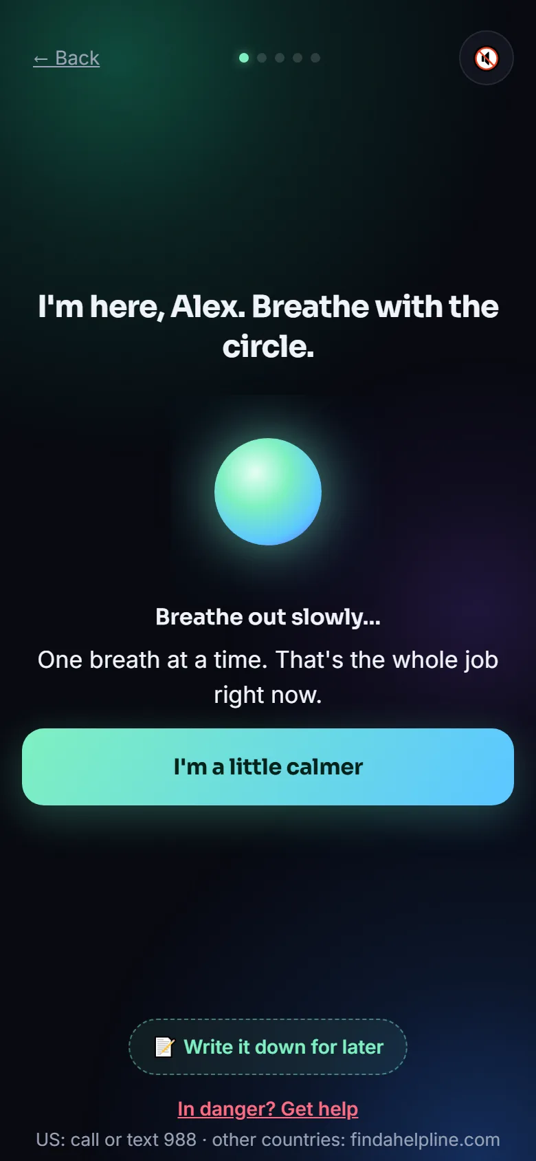 The urge screen: breathe with the circle